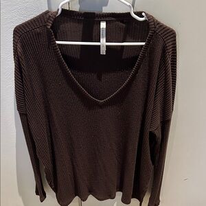 Babaton Chocolate Ribbed Knit Top